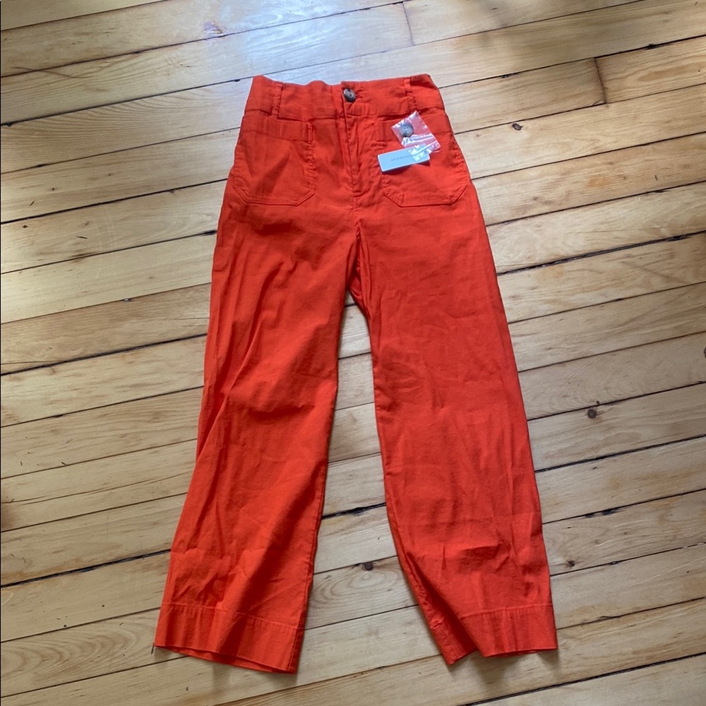 Anthropologie - Bright Orange High-Waisted Pants